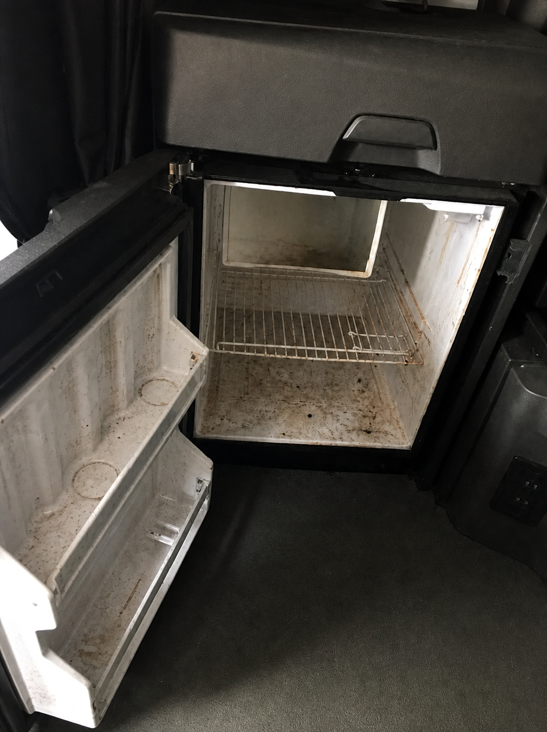 Semi truck seat and floor shampoo cleaning